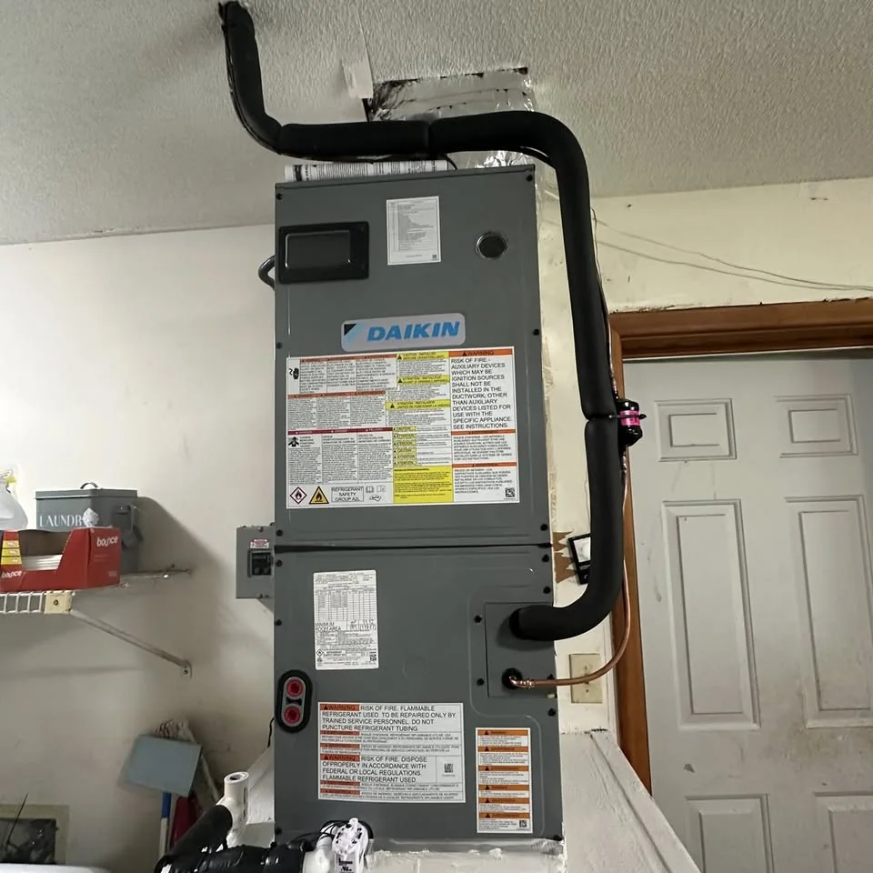 Indoor air handler unit installed in a closet